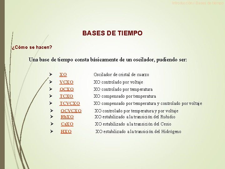 Introducción / Bases de tiempo BASES DE TIEMPO ¿Cómo se hacen? Una base de Introducción / Bases de tiempo BASES DE TIEMPO ¿Cómo se hacen? Una base de