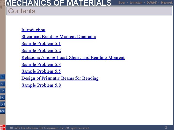 Fifth Edition MECHANICS OF MATERIALS Beer • Johnston • De. Wolf • Mazurek Contents