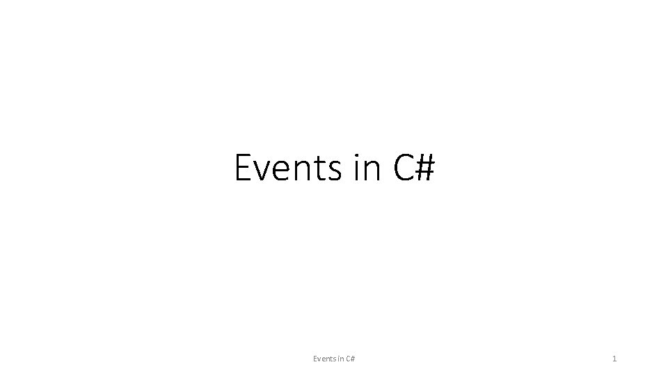Events in C# 1 
