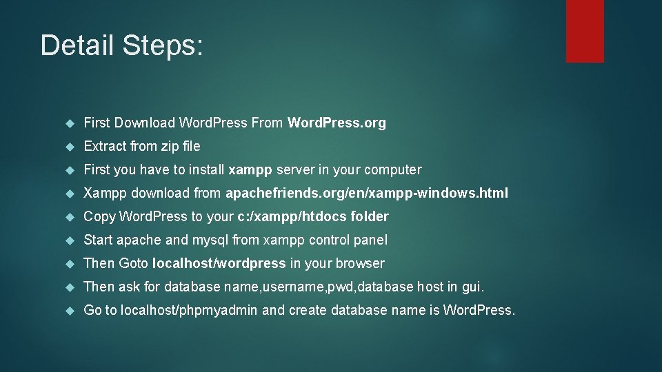 Detail Steps: First Download Word. Press From Word. Press. org Extract from zip file