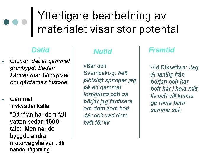 Ytterligare bearbetning av materialet visar stor potental Dåtid Gruvor: det är gammal gruvbygd. Sedan