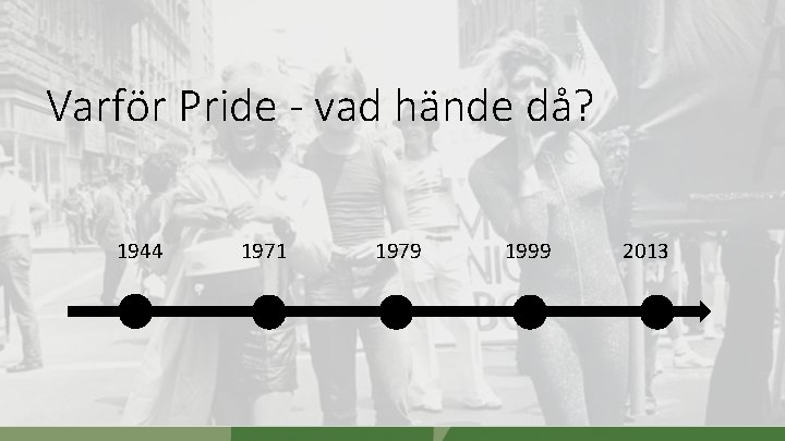 Varför Pride - vad hände då? 1944 1971 1979 1999 2013 
