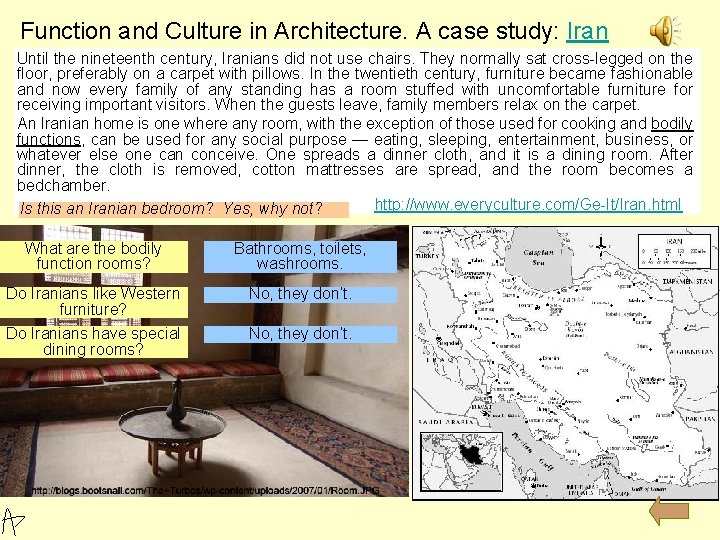 Function and Culture in Architecture. A case study: Iran Until the nineteenth century, Iranians