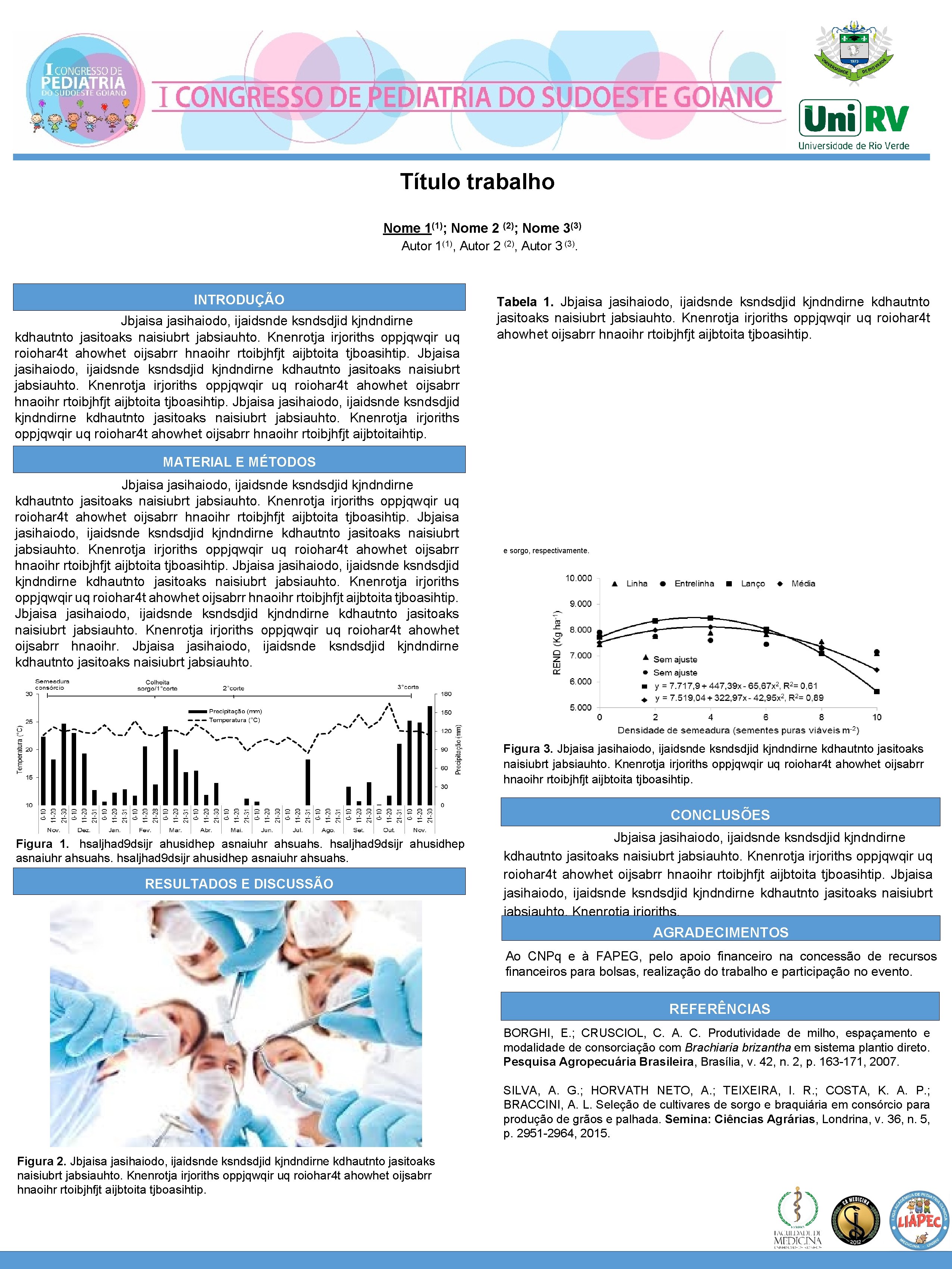 Título trabalho Nome 1(1); Nome 2 (2); Nome 3(3) Autor 1(1), Autor 2 (2),