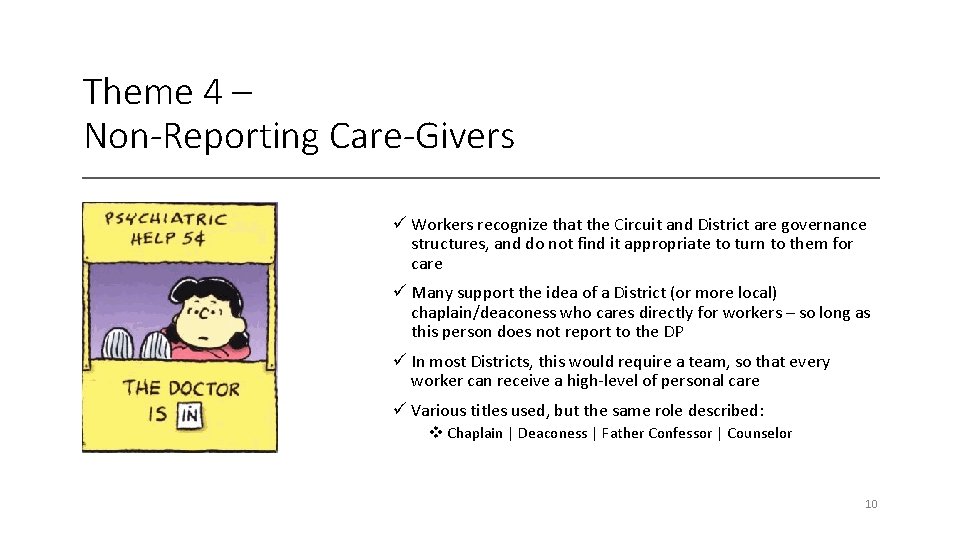 Theme 4 – Non-Reporting Care-Givers ü Workers recognize that the Circuit and District are