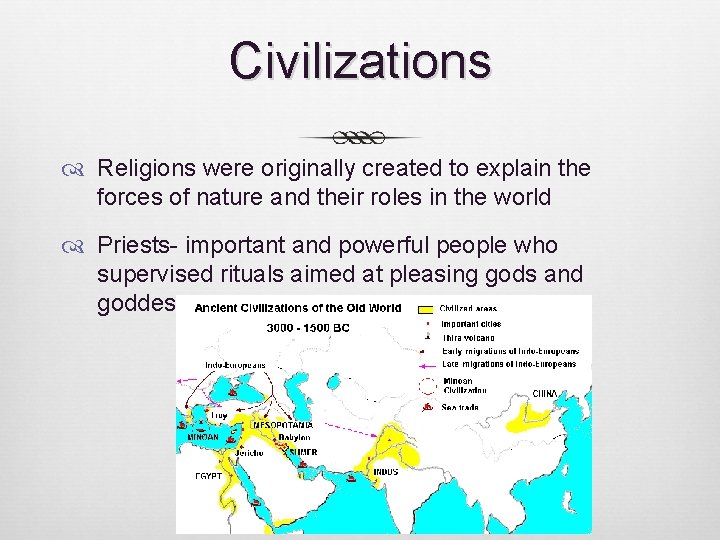 Civilizations Religions were originally created to explain the forces of nature and their roles Civilizations Religions were originally created to explain the forces of nature and their roles