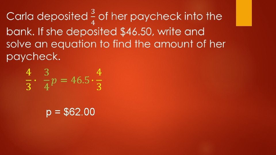 p = $62. 00 p = $62. 00