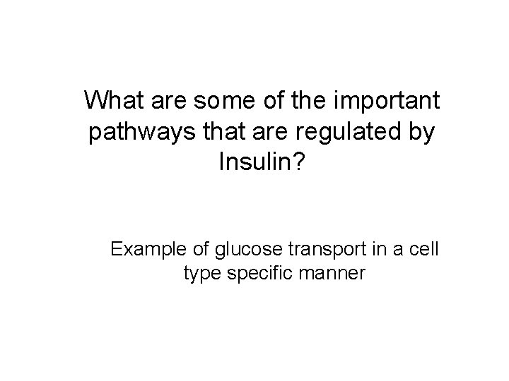 What are some of the important pathways that are regulated by Insulin? Example of What are some of the important pathways that are regulated by Insulin? Example of