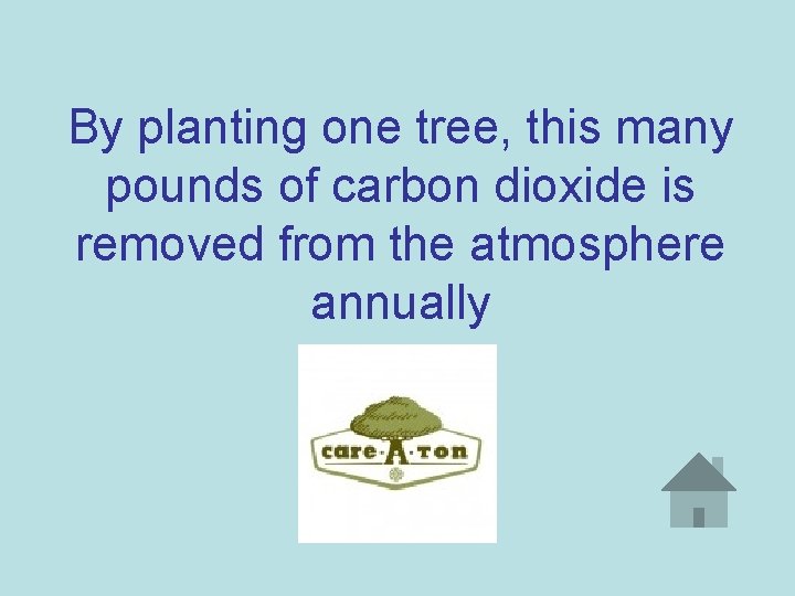 By planting one tree, this many pounds of carbon dioxide is removed from the