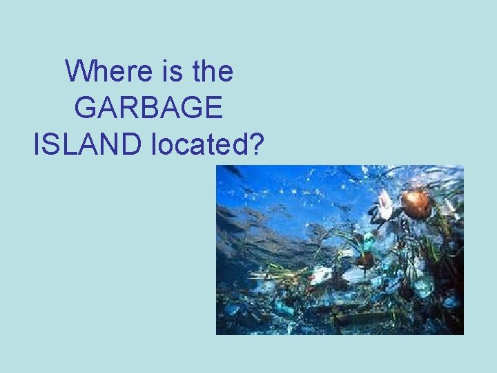 Where is the GARBAGE ISLAND located? 