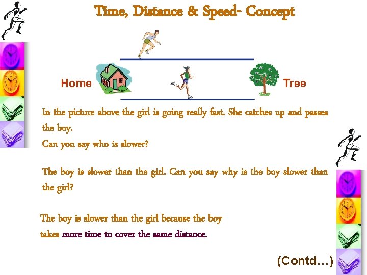 Time, Distance & Speed- Concept Home Tree In the picture above the girl is Time, Distance & Speed- Concept Home Tree In the picture above the girl is
