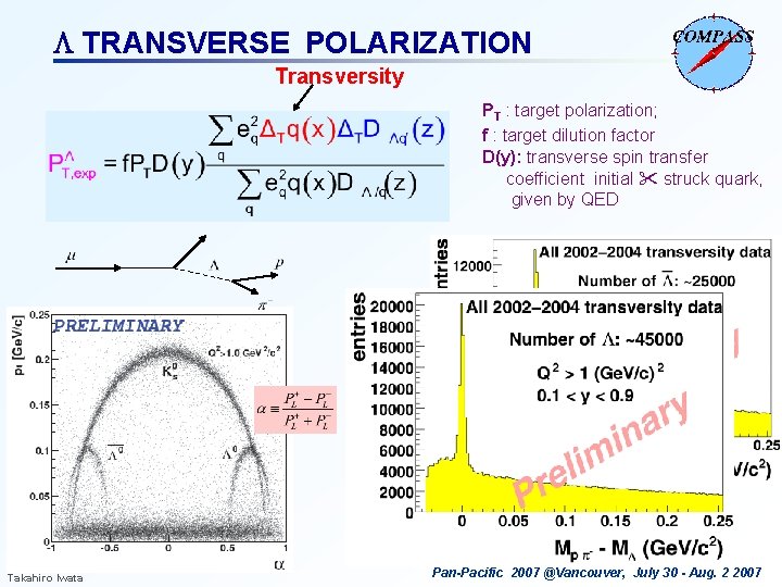 L TRANSVERSE POLARIZATION Transversity PT : target polarization; f : target dilution factor D(y):