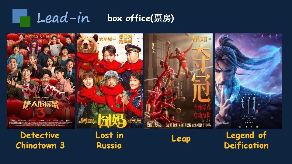 Lead-in Detective Chinatown 3 box office(票房) Lost in Russia Leap Legend of Deification 