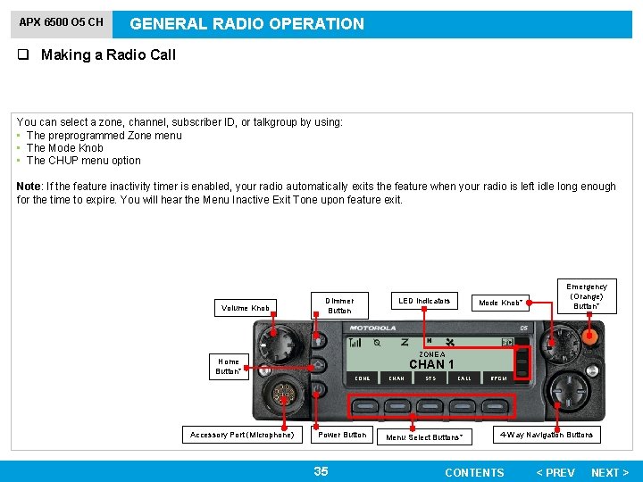 APX 6500 O 5 CH GENERAL RADIO OPERATION q Making a Radio Call You