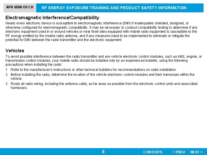 APX 6500 O 5 CH RF ENERGY EXPOSURE TRAINING AND PRODUCT SAFETY INFORMATION Electromagnetic