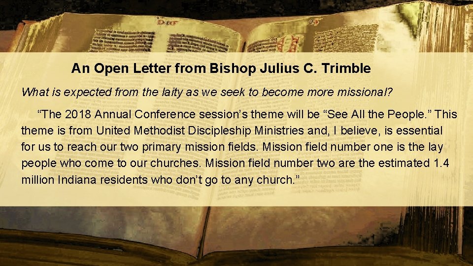 An Open Letter from Bishop Julius C. Trimble What is expected from the laity