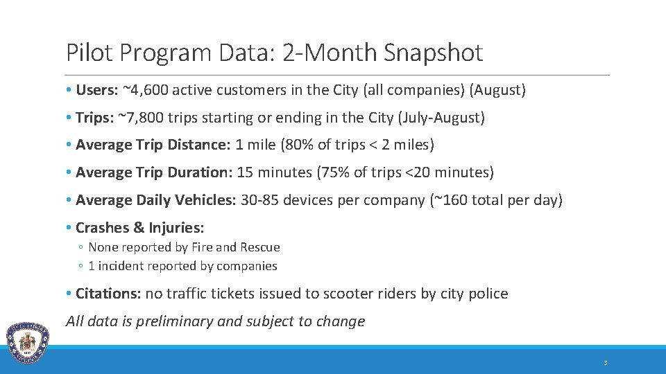 Pilot Program Data: 2 -Month Snapshot • Users: ~4, 600 active customers in the