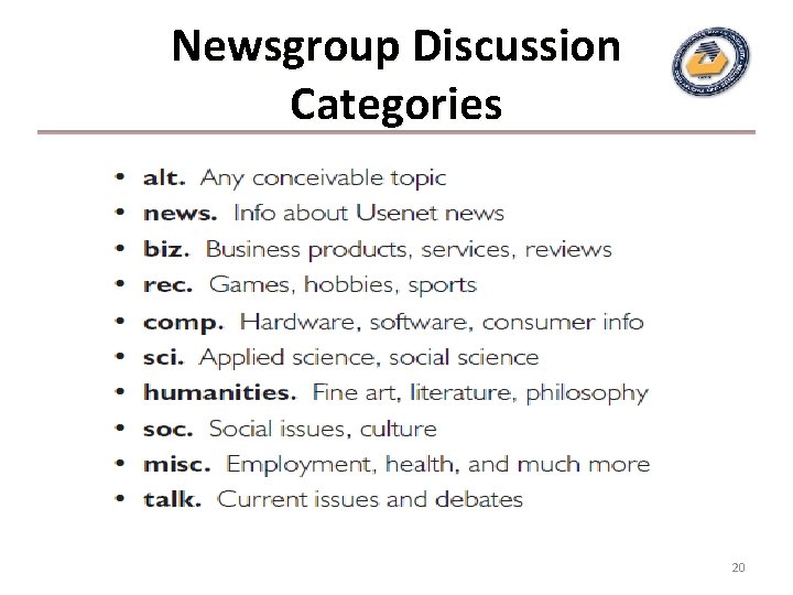 Newsgroup Discussion Categories 20 