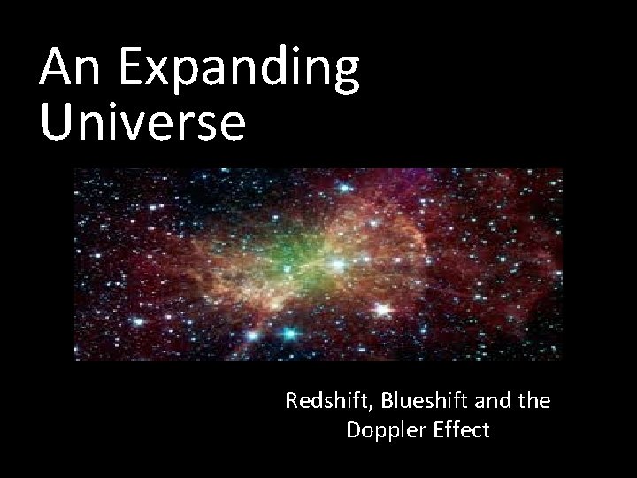 An Expanding Universe Redshift, Blueshift and the Doppler Effect 