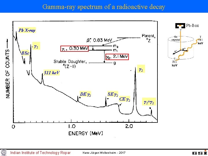 Gamma-ray spectrum of a radioactive decay Pb-Box Pb X-ray γ 1 BSc γ 2