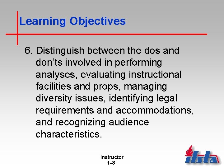 Learning Objectives 6. Distinguish between the dos and don’ts involved in performing analyses, evaluating