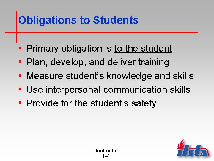 Obligations to Students • • • Primary obligation is to the student Plan, develop,