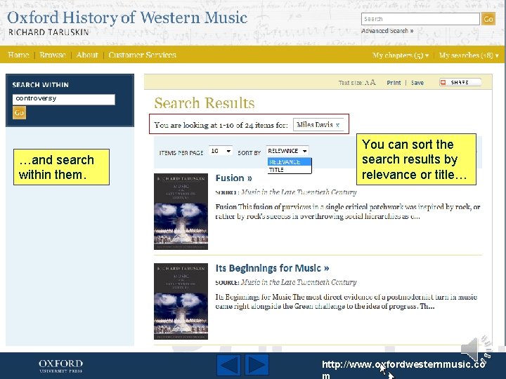 controversy …and search within them. You can sort the search results by relevance or