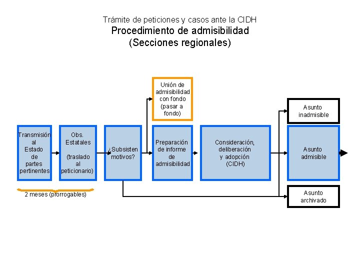 Trámite de peticiones y casos ante la CIDH Procedimiento de admisibilidad (Secciones regionales) Unión Trámite de peticiones y casos ante la CIDH Procedimiento de admisibilidad (Secciones regionales) Unión