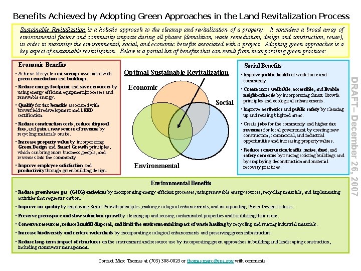 Benefits Achieved by Adopting Green Approaches in the Land Revitalization Process Sustainable Revitalization is