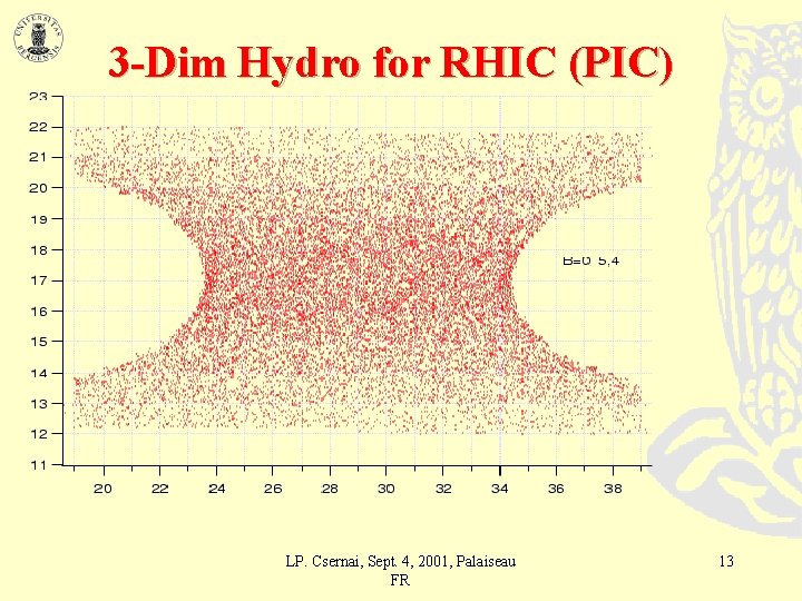 3 -Dim Hydro for RHIC (PIC) LP. Csernai, Sept. 4, 2001, Palaiseau FR 13