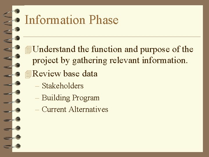 Information Phase 4 Understand the function and purpose of the project by gathering relevant