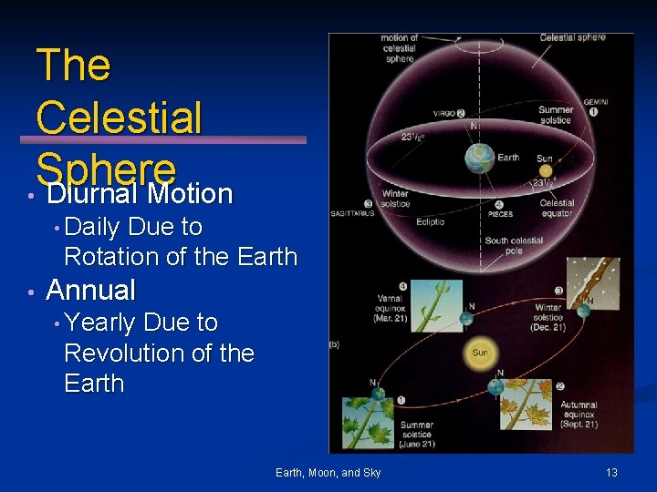 The Celestial Sphere • Diurnal Motion • Daily Due to Rotation of the Earth