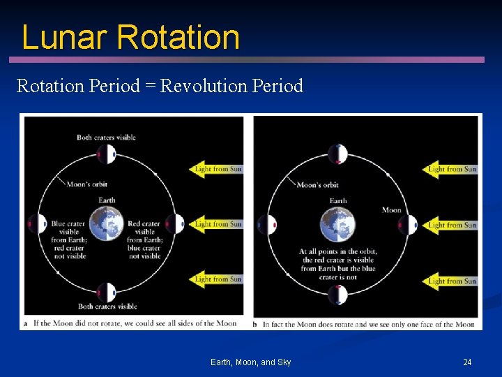 Lunar Rotation Period = Revolution Period Earth, Moon, and Sky 24 