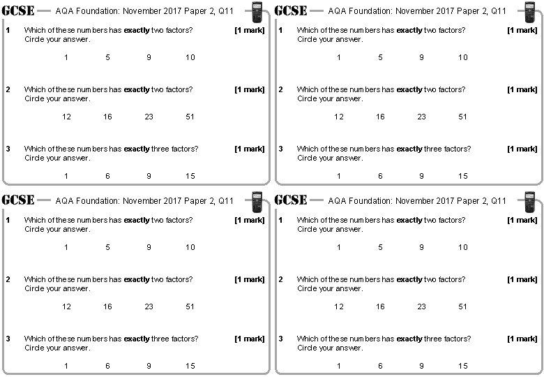 AQA Foundation: November 2017 Paper 2, Q 11 1 Which of these numbers has