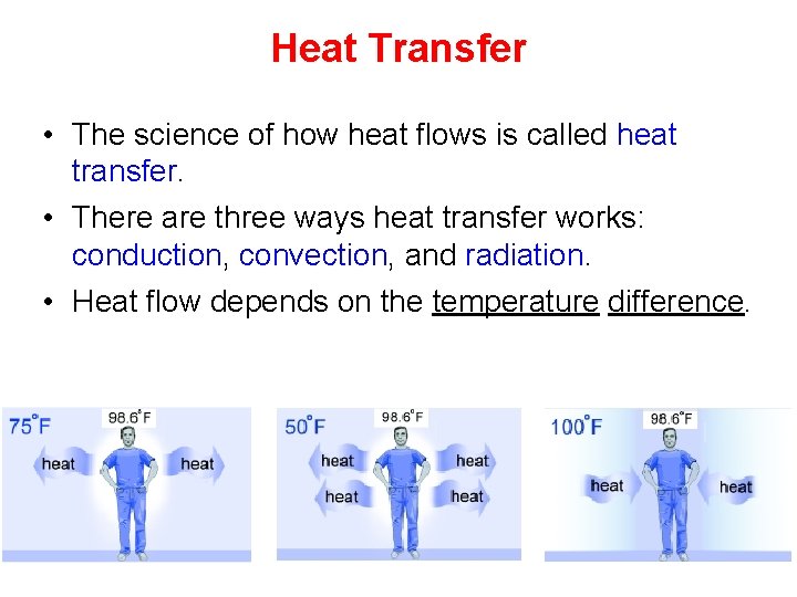 Heat Transfer • The science of how heat flows is called heat transfer. •