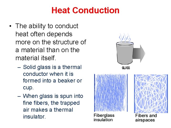 Heat Conduction • The ability to conduct heat often depends more on the structure