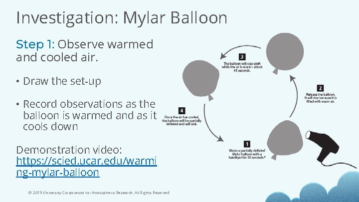 Investigation: Mylar Balloon Step 1: Observe warmed and cooled air. • Draw the set-up