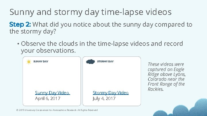 Sunny and stormy day time-lapse videos Step 2: What did you notice about the