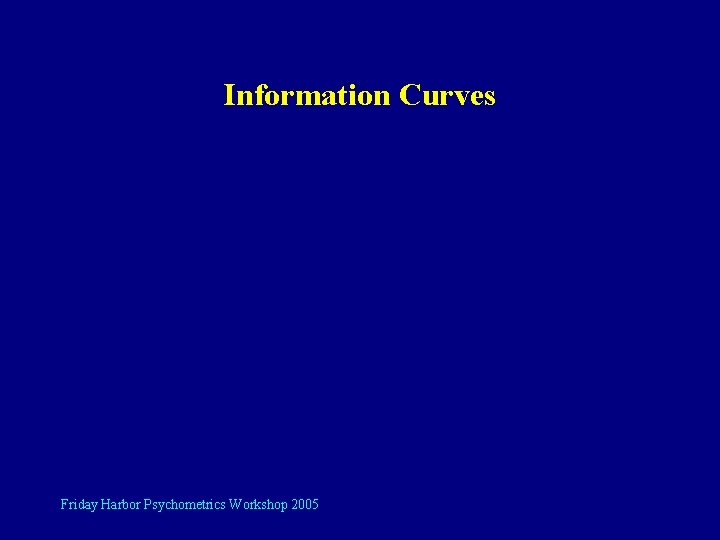 Information Curves Friday Harbor Psychometrics Workshop 2005 