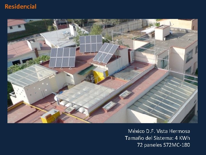Residencial México D. F. Vista Hermosa Tamaño del Sistema: 4 KWh 72 paneles S