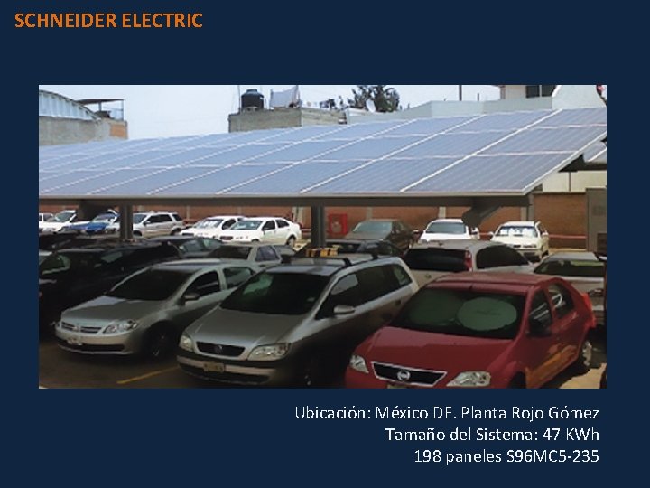 SCHNEIDER ELECTRIC Ubicación: México DF. Planta Rojo Gómez Tamaño del Sistema: 47 KWh 198