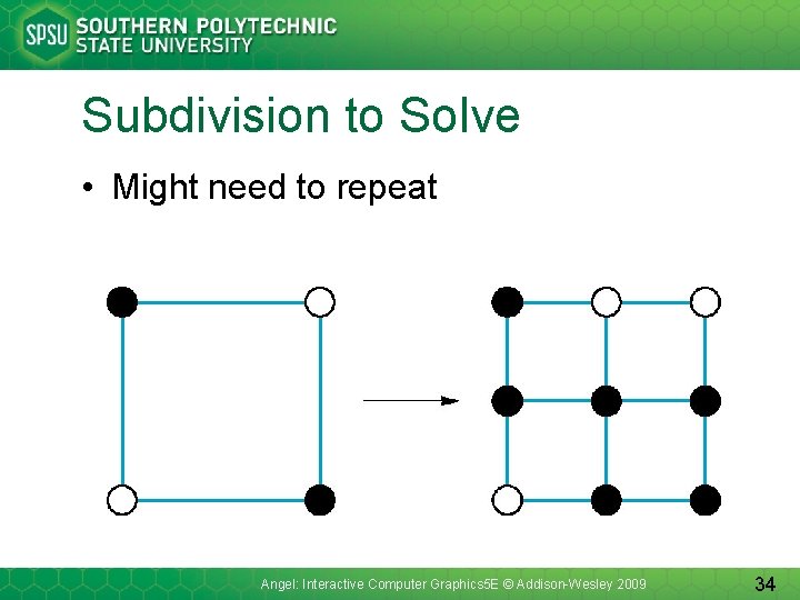 Subdivision to Solve • Might need to repeat Angel: Interactive Computer Graphics 5 E
