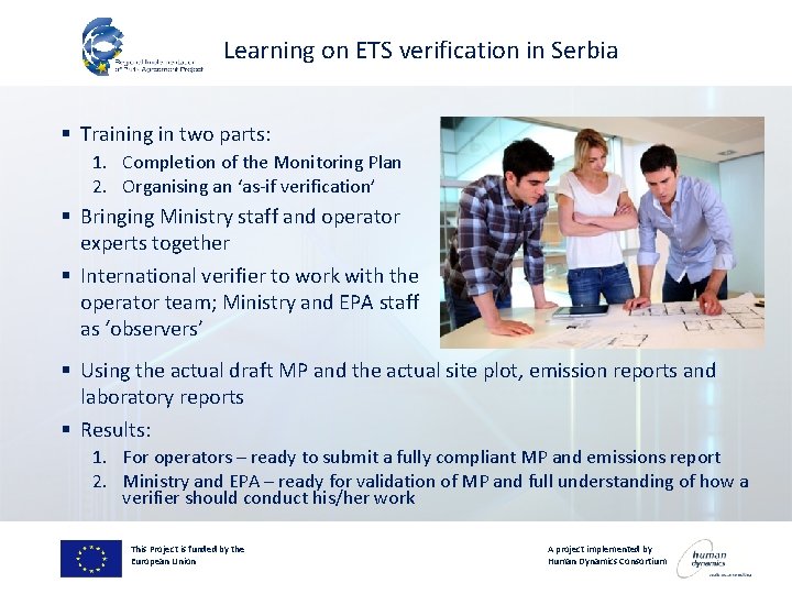 Learning on ETS verification in Serbia § Training in two parts: 1. Completion of