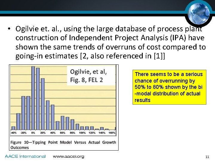 • Ogilvie et. al. , using the large database of process plant construction • Ogilvie et. al. , using the large database of process plant construction