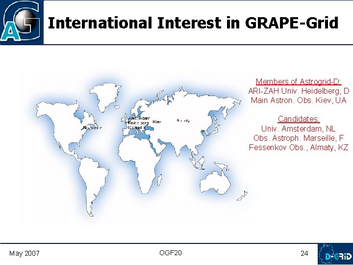 International Interest in GRAPE-Grid Members of Astrogrid-D: ARI-ZAH Univ. Heidelberg, D Main Astron. Obs.