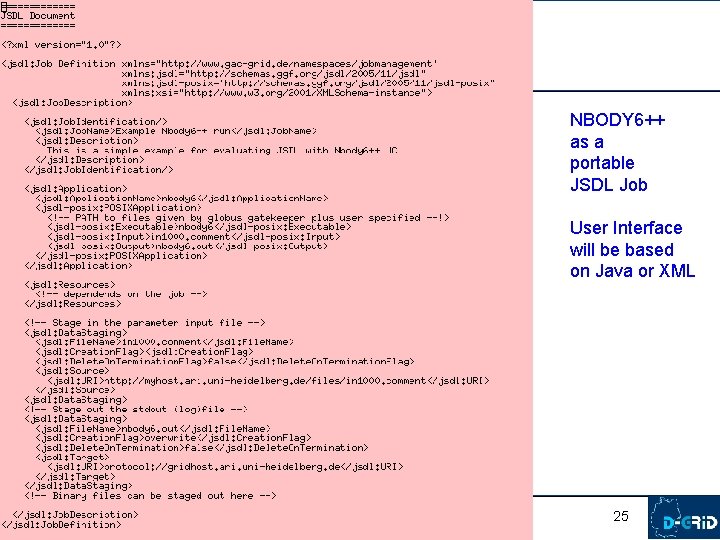 NBODY 6++ as a portable JSDL Job User Interface will be based on Java