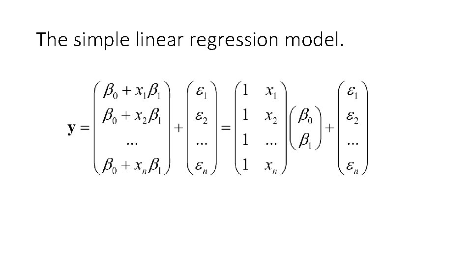 The simple linear regression model. 