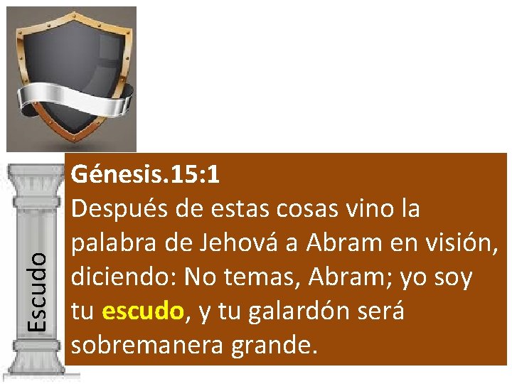 Escudo Génesis. 15: 1 Después de estas cosas vino la palabra de Jehová a