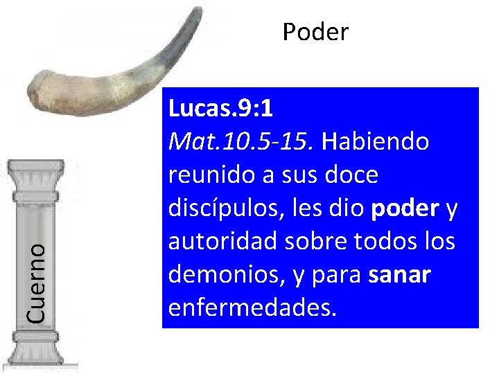 Cuerno Poder Lucas. 9: 1 Mat. 10. 5 -15. Habiendo reunido a sus doce