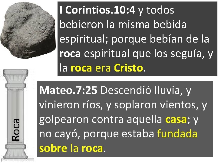 Roca I Corintios. 10: 4 y todos bebieron la misma bebida espiritual; porque bebían